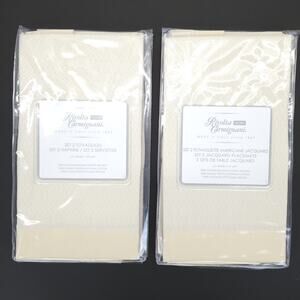 Vtg Italian Placemat Beige Jacquard Egyptian Cotton Luxury Minimalist 18x18 Set4